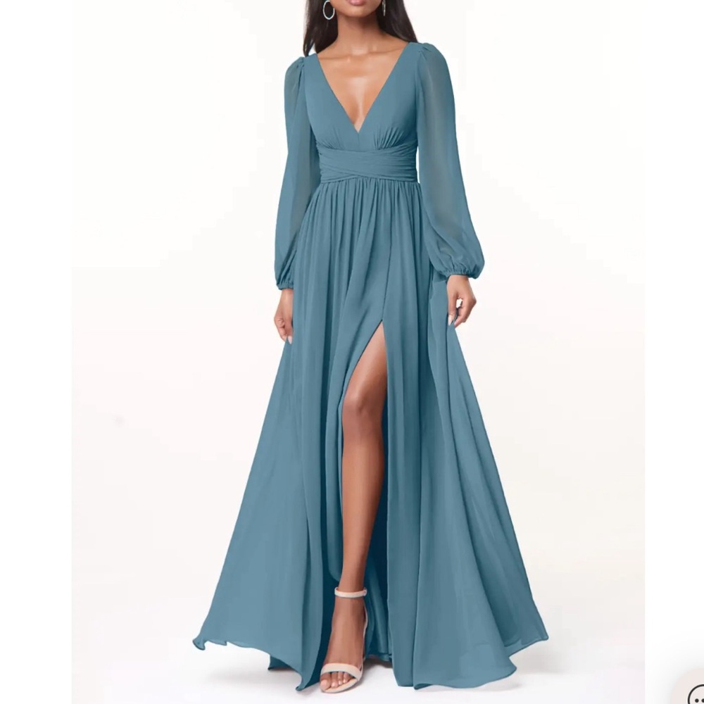 Azazie Teal Long Sleeve Dress
